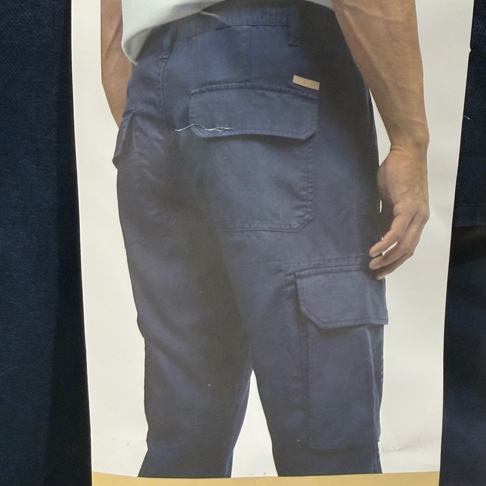 Jachs NY Mens Size 34 Linen Blend Cargo Pants Navy Blue Elastic Waist NEW - Picture 7 of 8